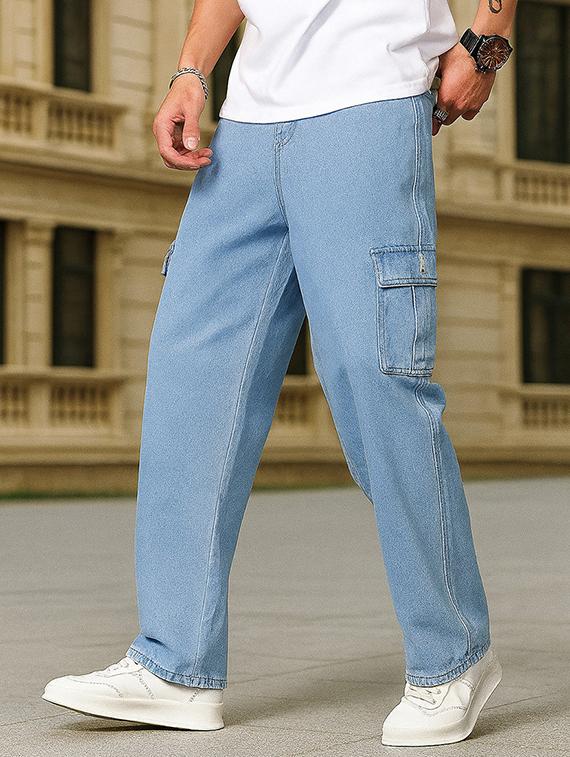 men solid mid rise relaxed fit cargo