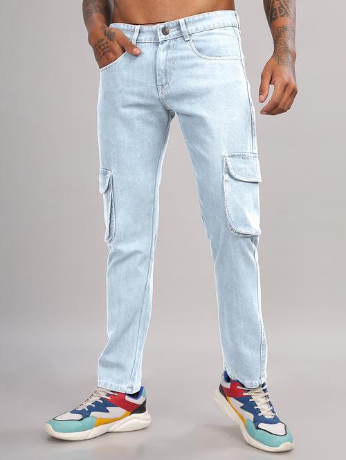 men solid mid rise regular fit cargo - 22006243 -  Standard Image - 0