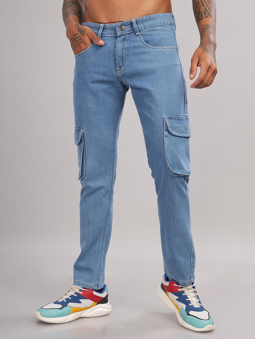 men solid mid rise regular fit cargo