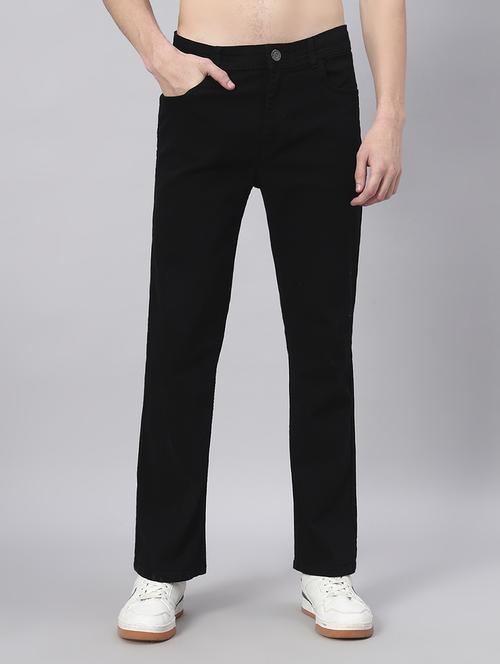 men plain mid rise full length straight fit jeans - 22006247 - Standard Image - 0