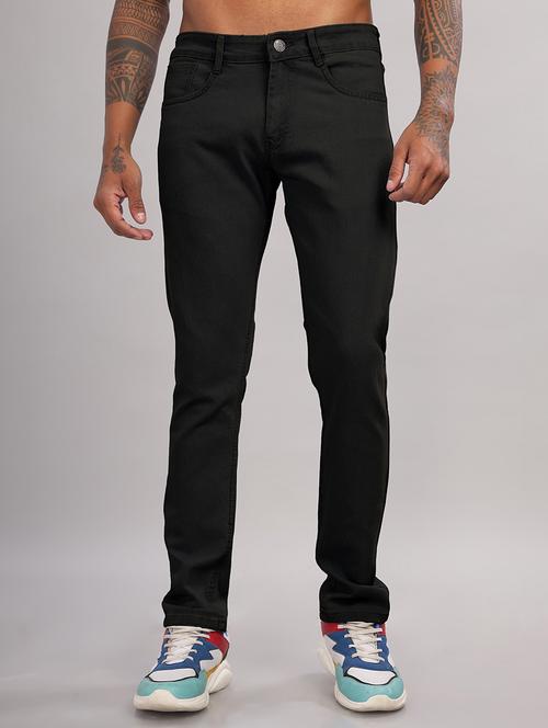 men plain mid rise full length slim fit jeans - 22006248 - Standard Image - 0