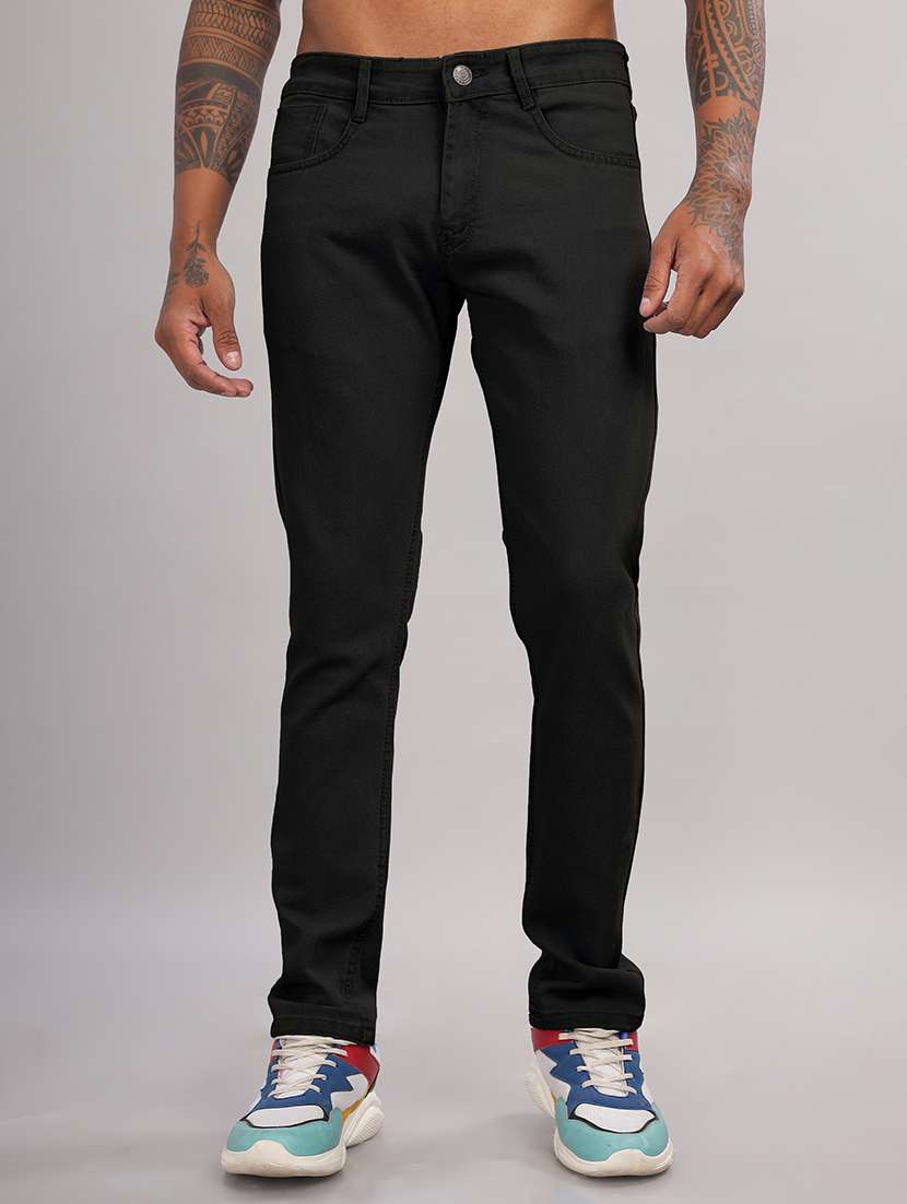 men plain mid rise full length slim fit jeans - 22006248 - Zoom Image - 0