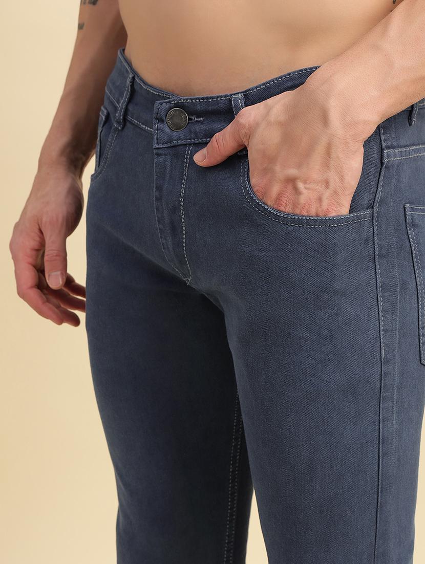 men plain mid rise full length slim fit jeans - 22006250 - Standard Image - 5