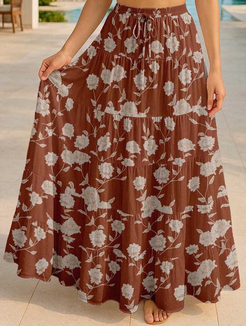 women floral printed high rise maxi tiered skirt - 22006282 -  Standard Image - 0