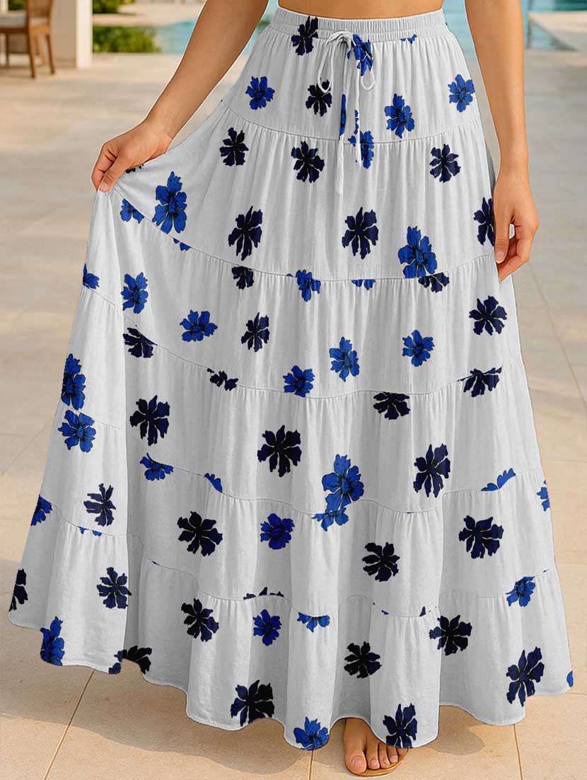 women floral printed high rise maxi tiered skirt - 22006288 - Zoom Image - 0