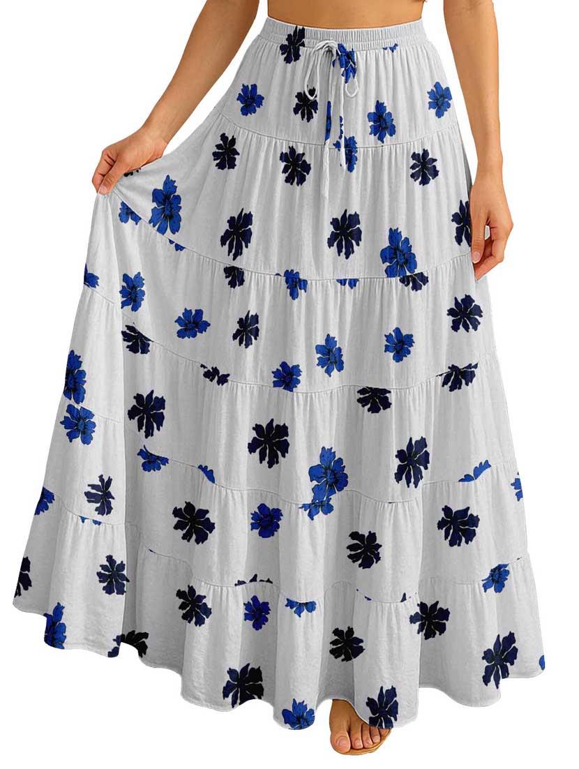 women floral printed high rise maxi tiered skirt - 22006288 - Standard Image - 3