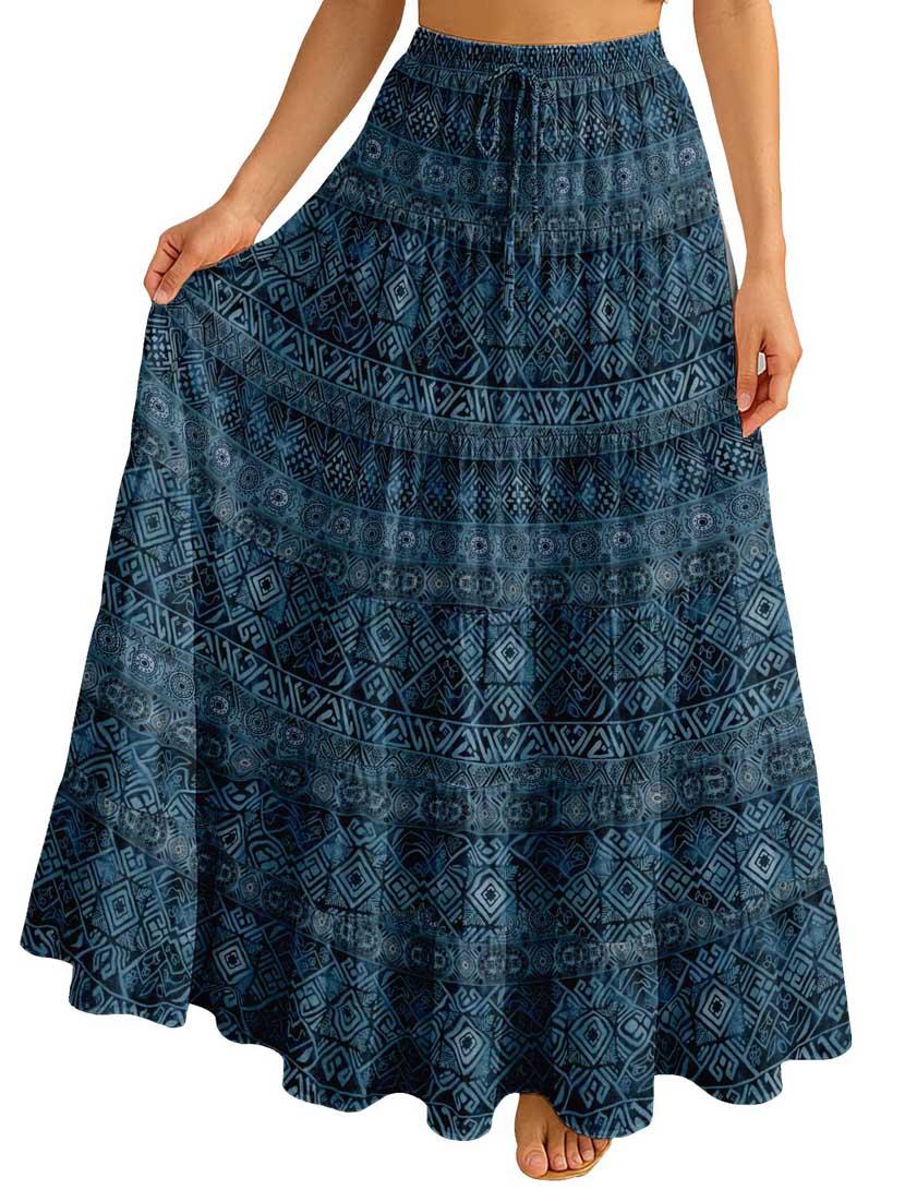 women printed high rise maxi tiered skirt - 22006290 - Standard Image - 3