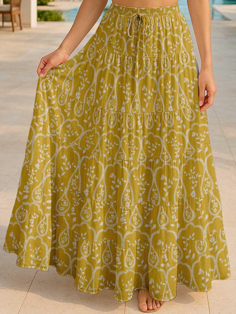 women printed high rise maxi tiered skirt - 22006291 - Zoom Image - 0