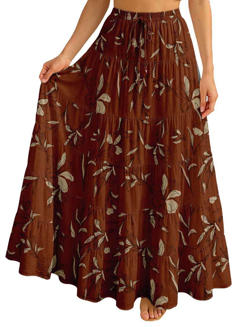 women floral printed high rise maxi tiered skirt - 22006292 -  Standard Image - 3