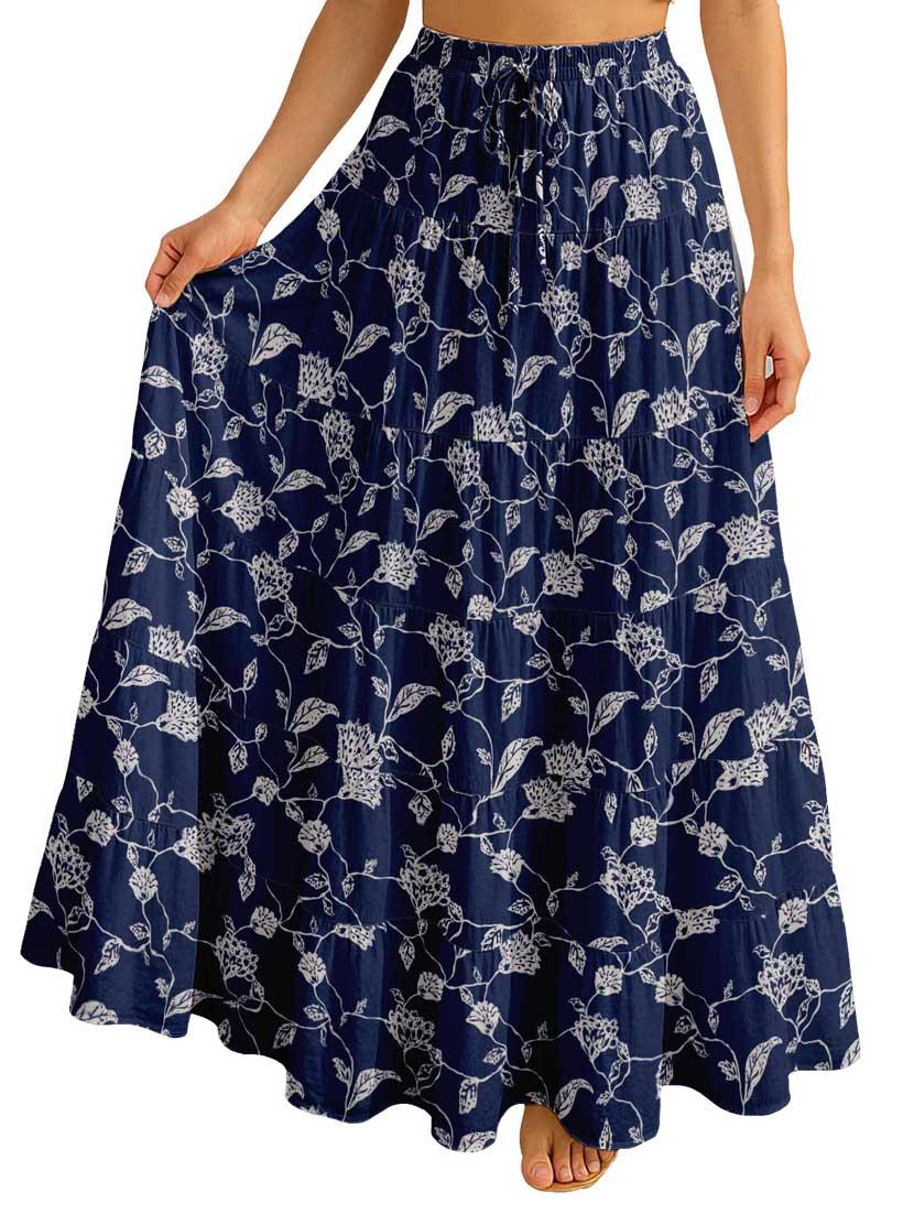 women floral printed high rise maxi tiered skirt - 22006293 - Standard Image - 3