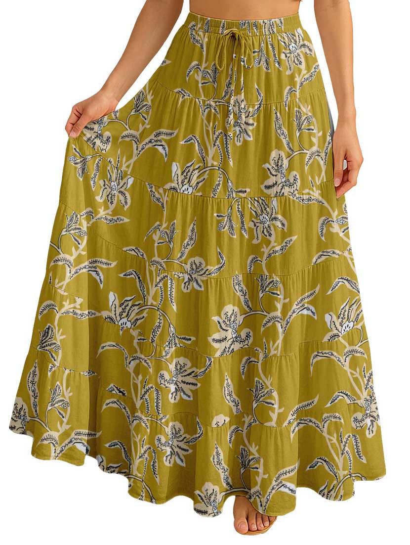 women floral printed high rise maxi tiered skirt - 22006294 - Standard Image - 3