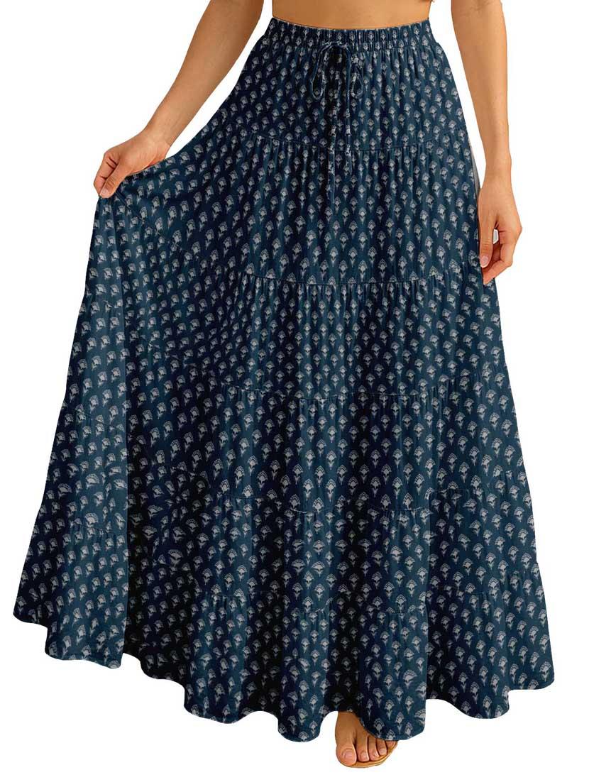 women printed high rise maxi tiered skirt - 22006297 - Standard Image - 3