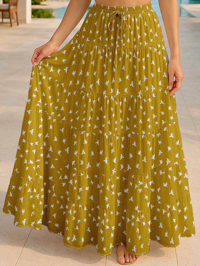 women printed high rise maxi tiered skirt - 22006300 - Zoom Image - 0