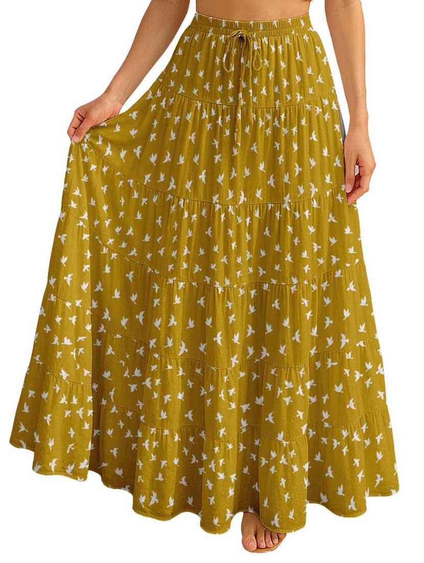 women printed high rise maxi tiered skirt - 22006300 - Standard Image - 3