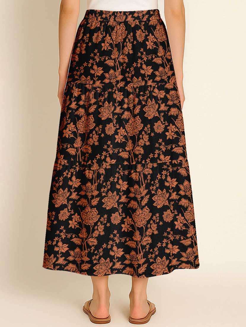 women floral printed high rise maxi tiered skirt - 22006319 -  Standard Image - 3