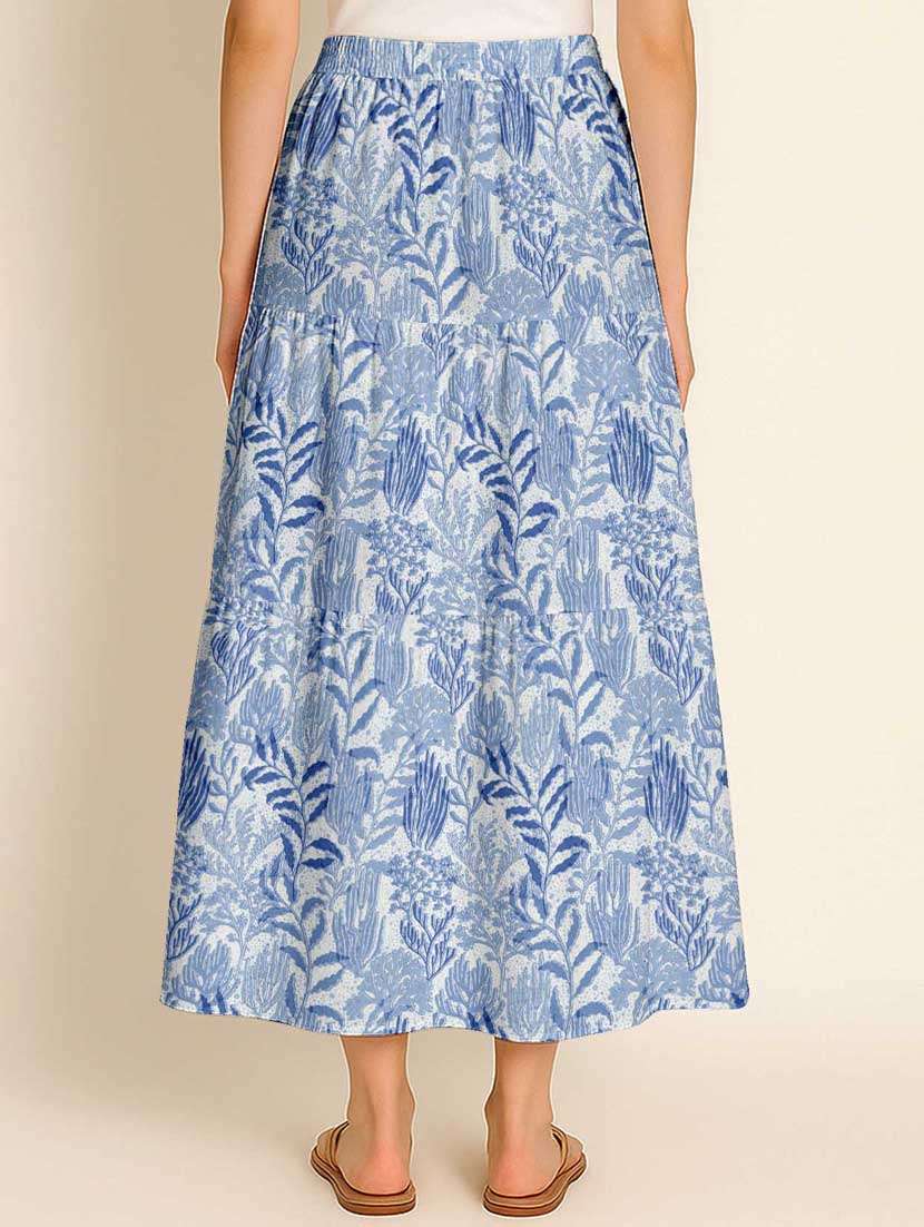 women printed high rise maxi tiered skirt - 22006322 - Standard Image - 3