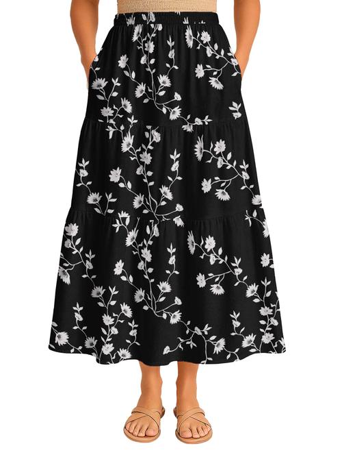 women floral printed high rise maxi tiered skirt - 22006323 -  Standard Image - 0