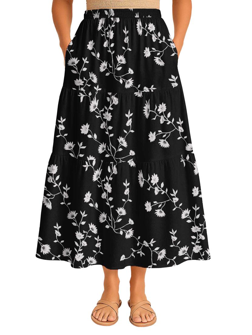 women floral printed high rise maxi tiered skirt - 22006323 -  Zoom Image - 0