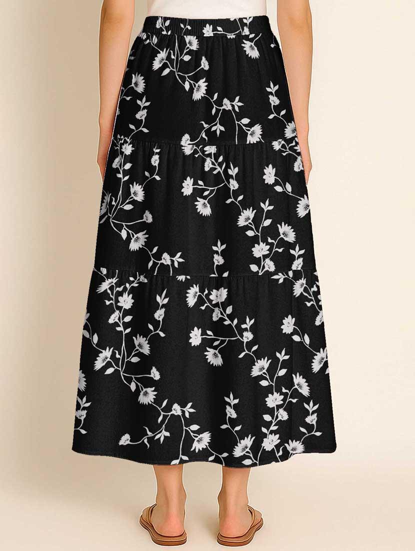 women floral printed high rise maxi tiered skirt - 22006323 - Standard Image - 3