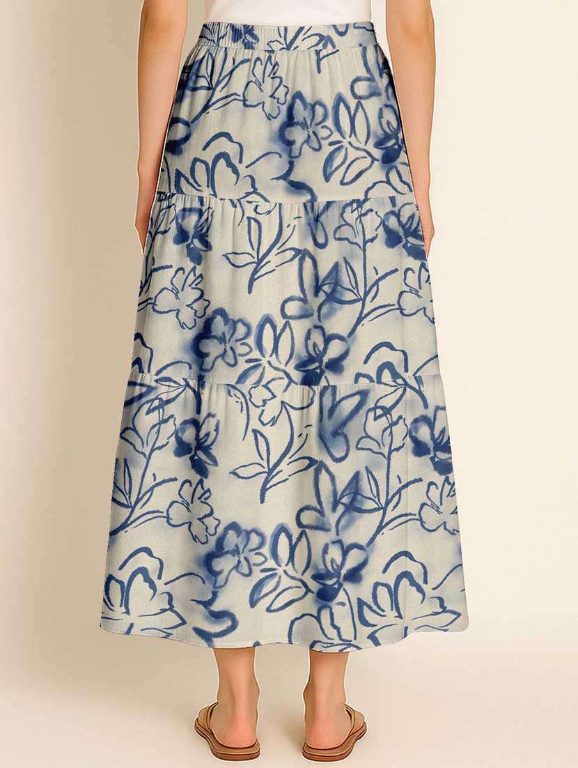 women floral printed high rise maxi tiered skirt - 22006324 - Standard Image - 3