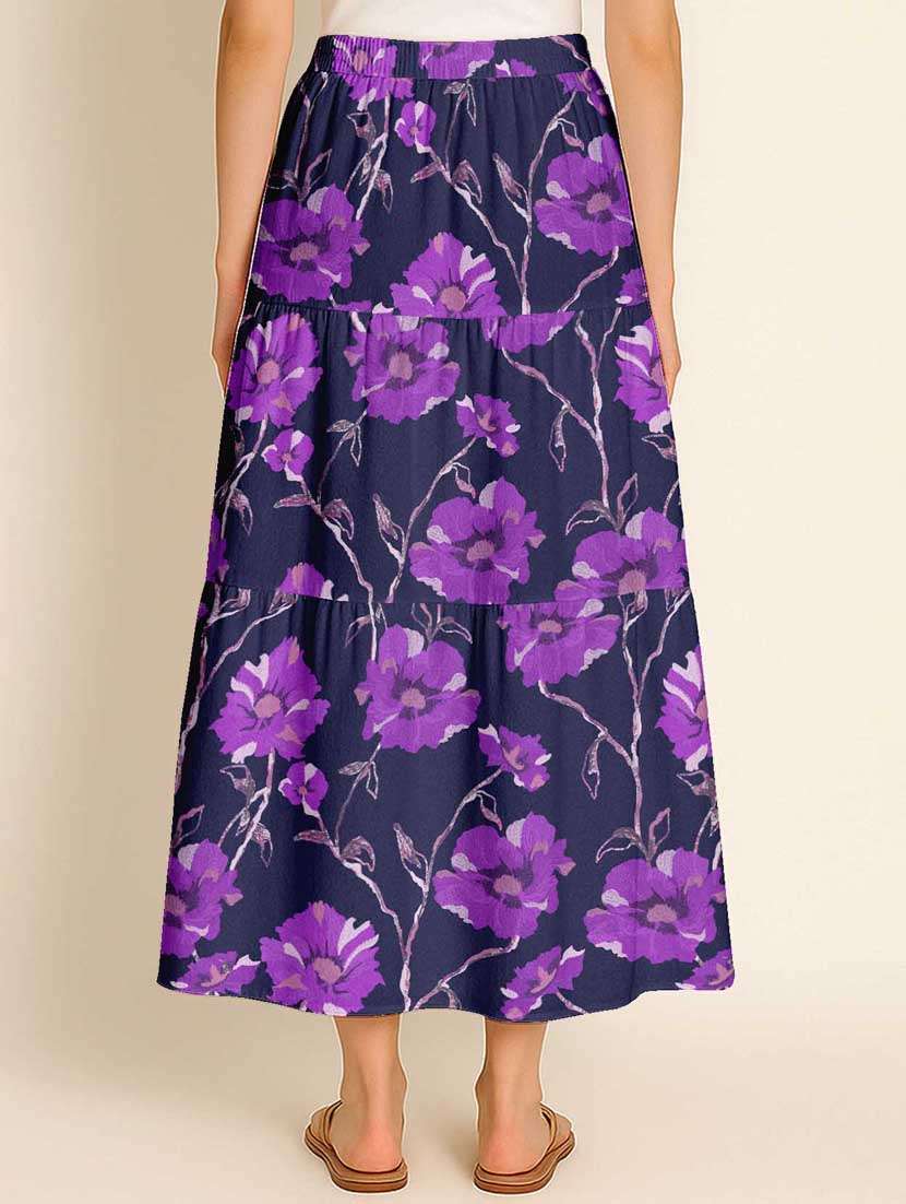 women floral printed high rise maxi tiered skirt - 22006327 - Standard Image - 3