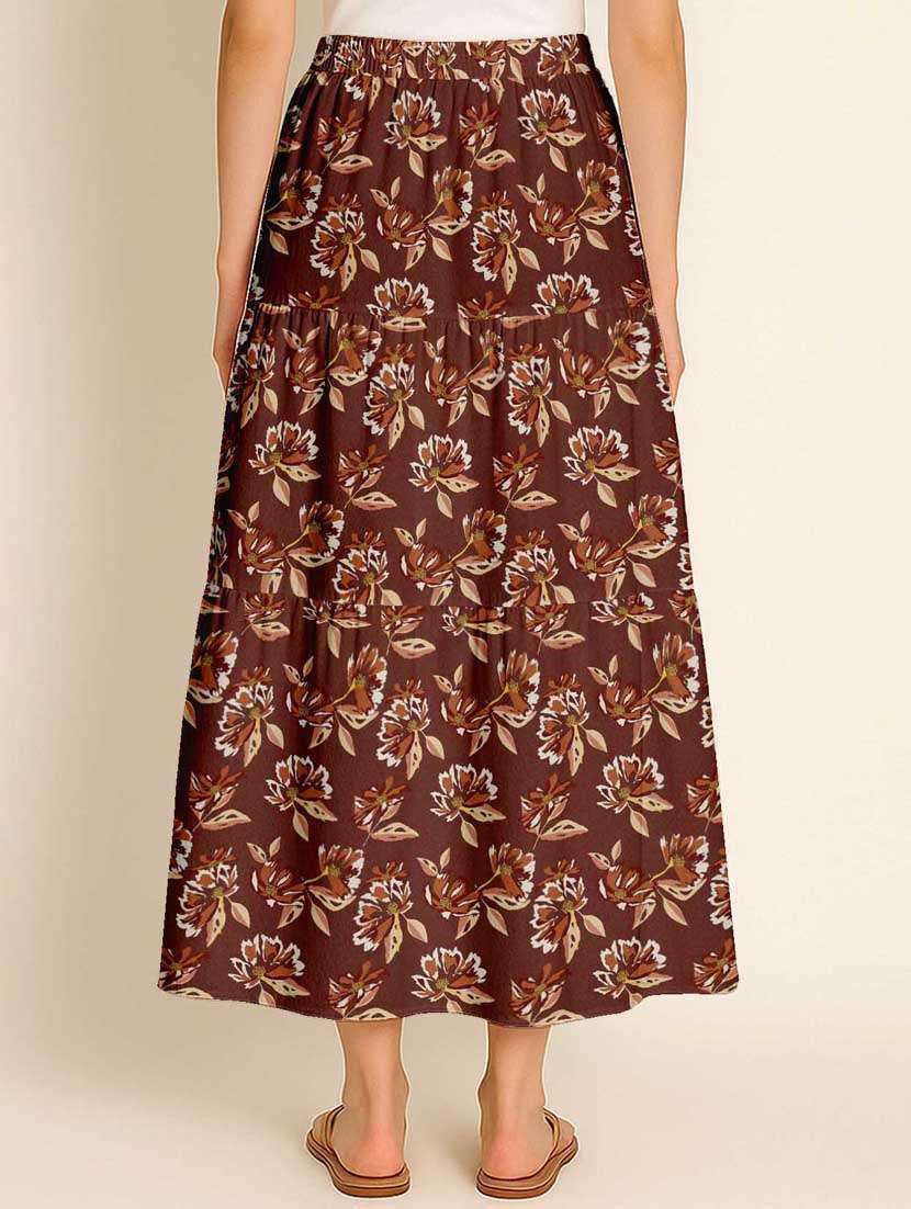 women floral printed high rise maxi tiered skirt - 22006328 - Standard Image - 3