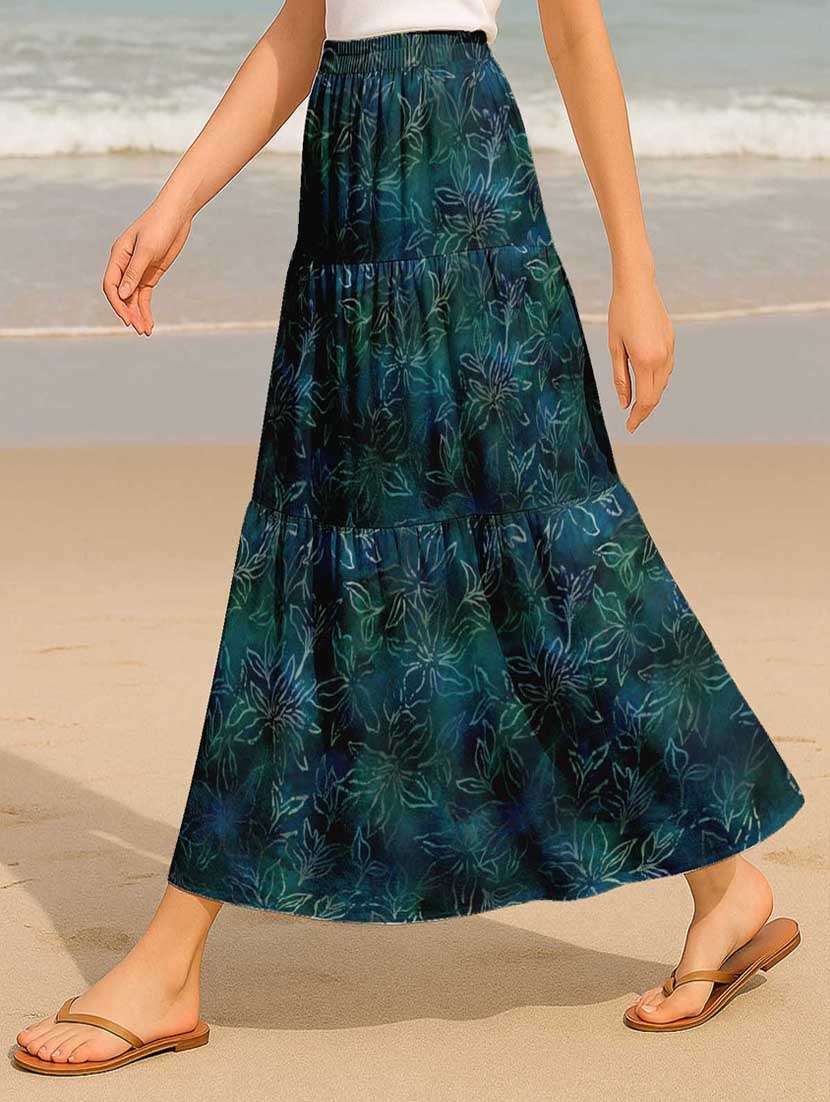 women floral printed high rise maxi tiered skirt - 22006329 - Standard Image - 3