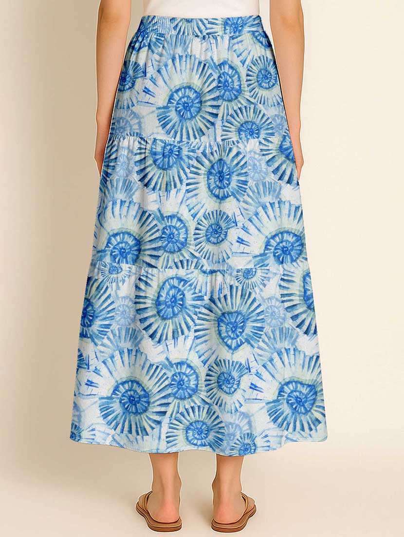 women tie & dye printed high rise maxi tiered skirt - 22006331 - Standard Image - 3