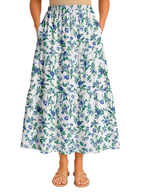women floral printed high rise maxi tiered skirt - 22006339 -  Standard Image - 0