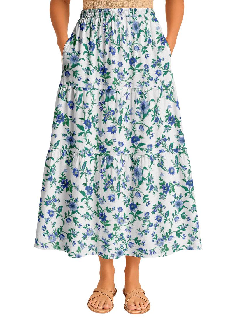 women floral printed high rise maxi tiered skirt - 22006339 -  Zoom Image - 0
