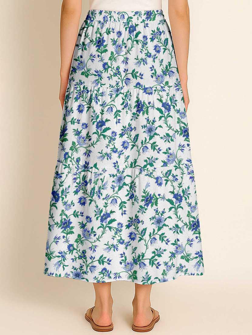 women floral printed high rise maxi tiered skirt - 22006339 - Standard Image - 3