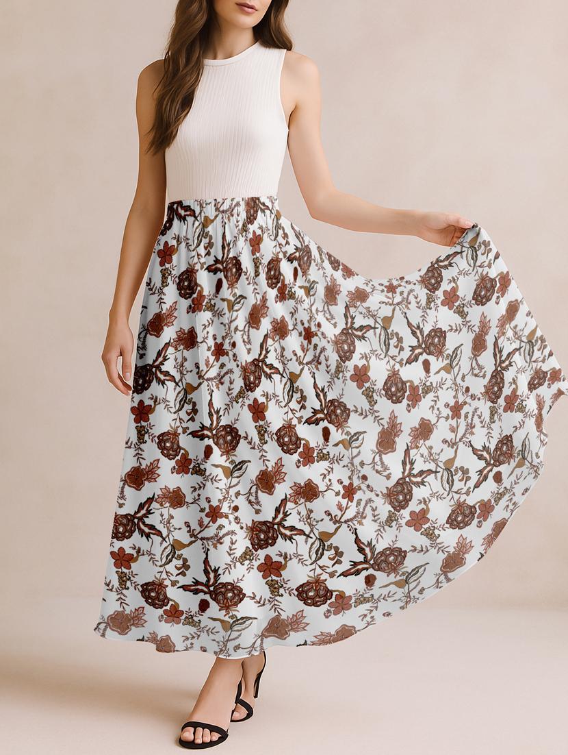 women floral printed high rise maxi flared skirt - 22006343 - Standard Image - 3