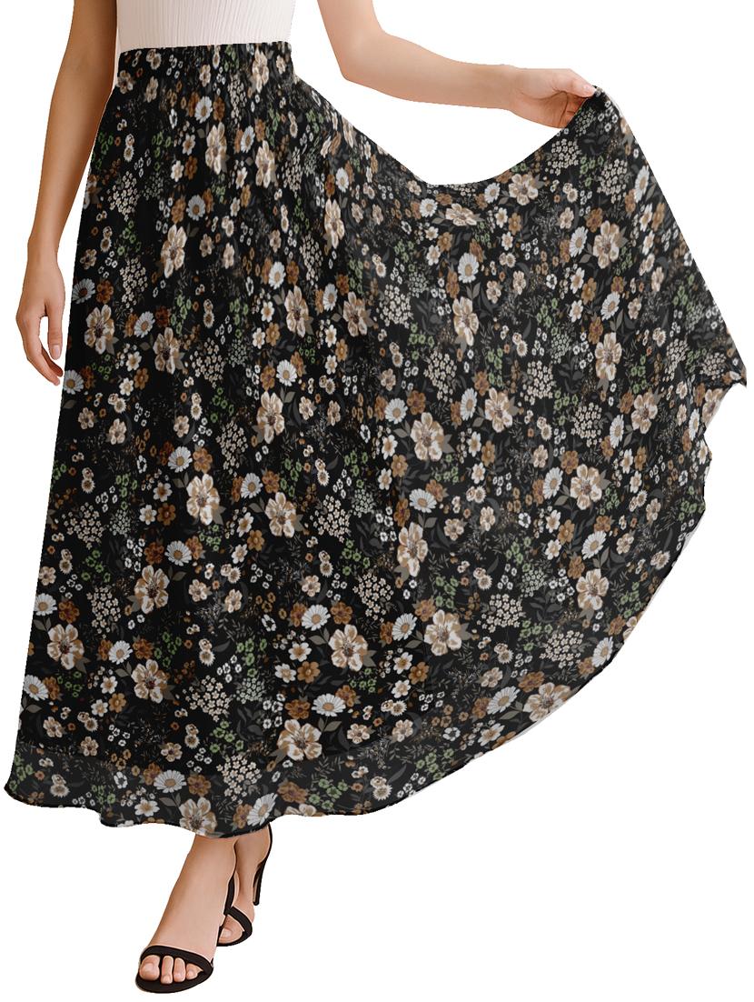 women floral printed high rise maxi flared skirt - 22006345 -  Zoom Image - 0