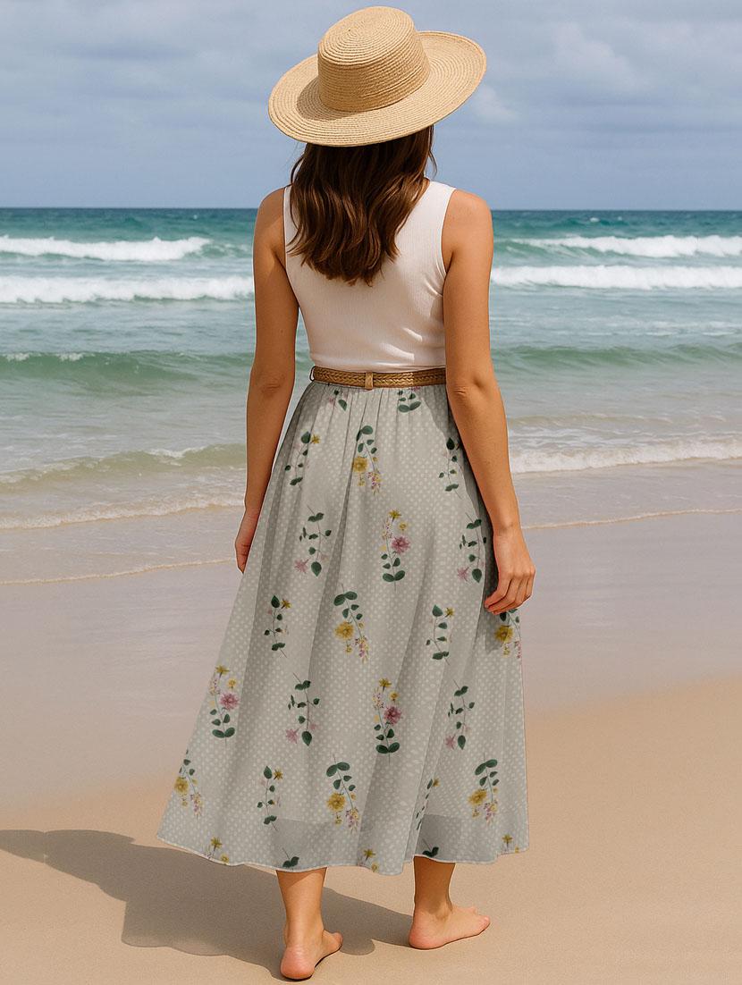 women printed high rise maxi flared skirt - 22006347 - Standard Image - 3