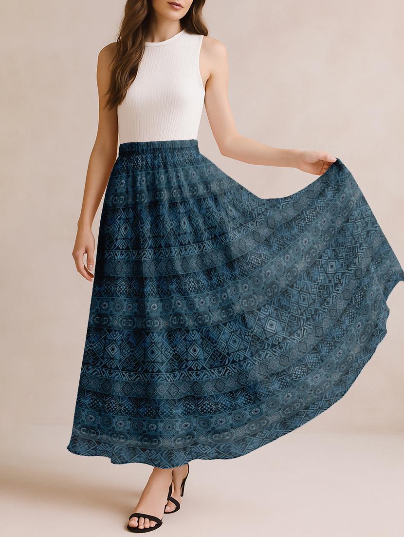 women printed high rise maxi flared skirt - 22006348 - Standard Image - 3