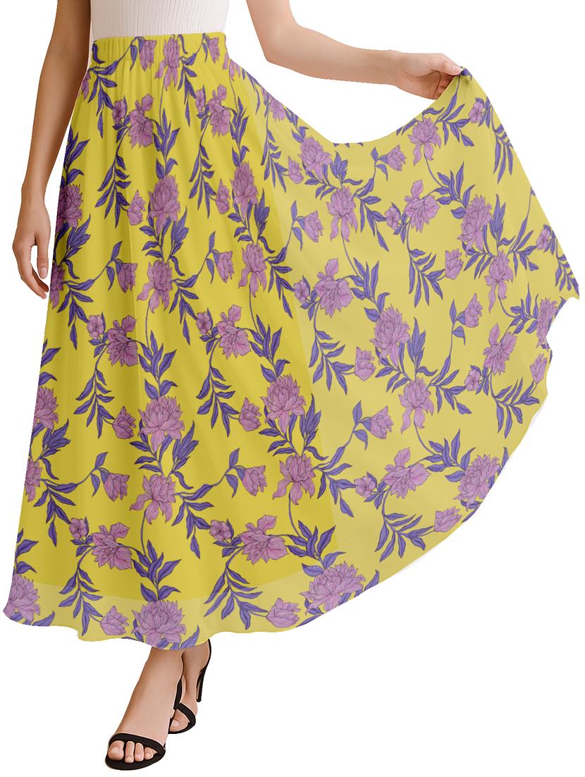 women floral printed high rise maxi flared skirt - 22006352 -  Zoom Image - 0