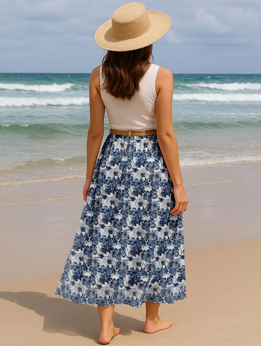 women floral printed high rise maxi flared skirt - 22006355 - Standard Image - 3