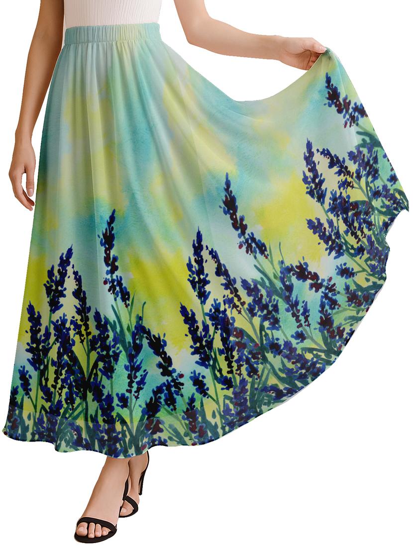 women printed high rise maxi flared skirt - 22006358 - Zoom Image - 0