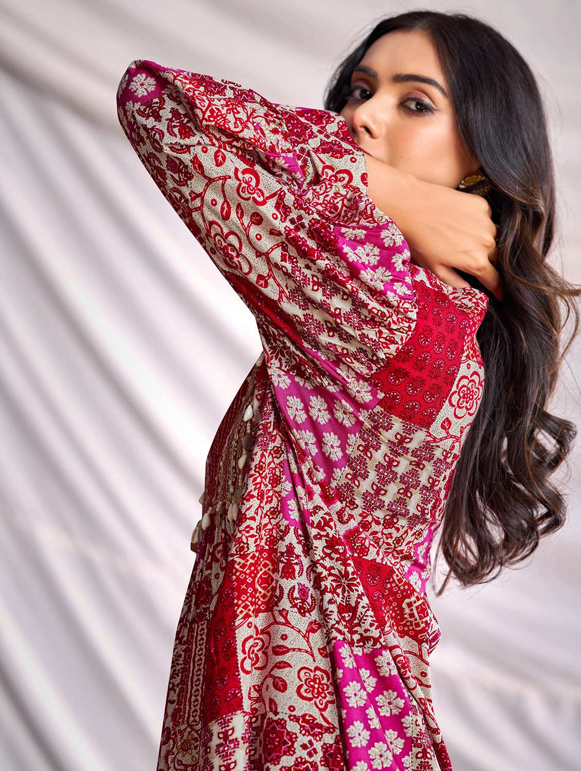 women printed long sleeve kurta pant set - 22006369 -  Standard Image - 3