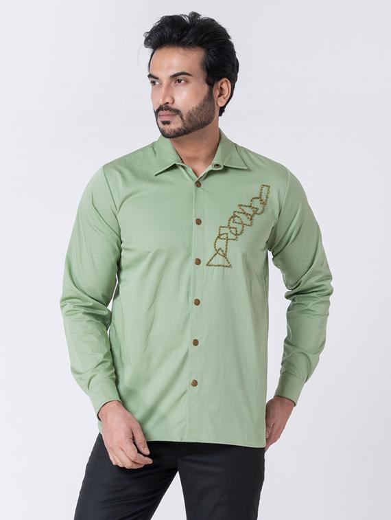 men geometric long sleeve regular fit casual shirt - 22006404 -  Zoom Image - 0