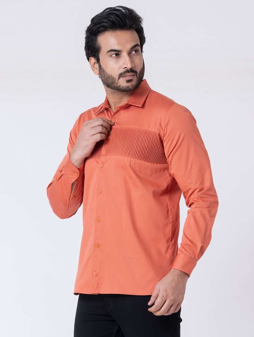 men textured long sleeve regular fit casual shirt