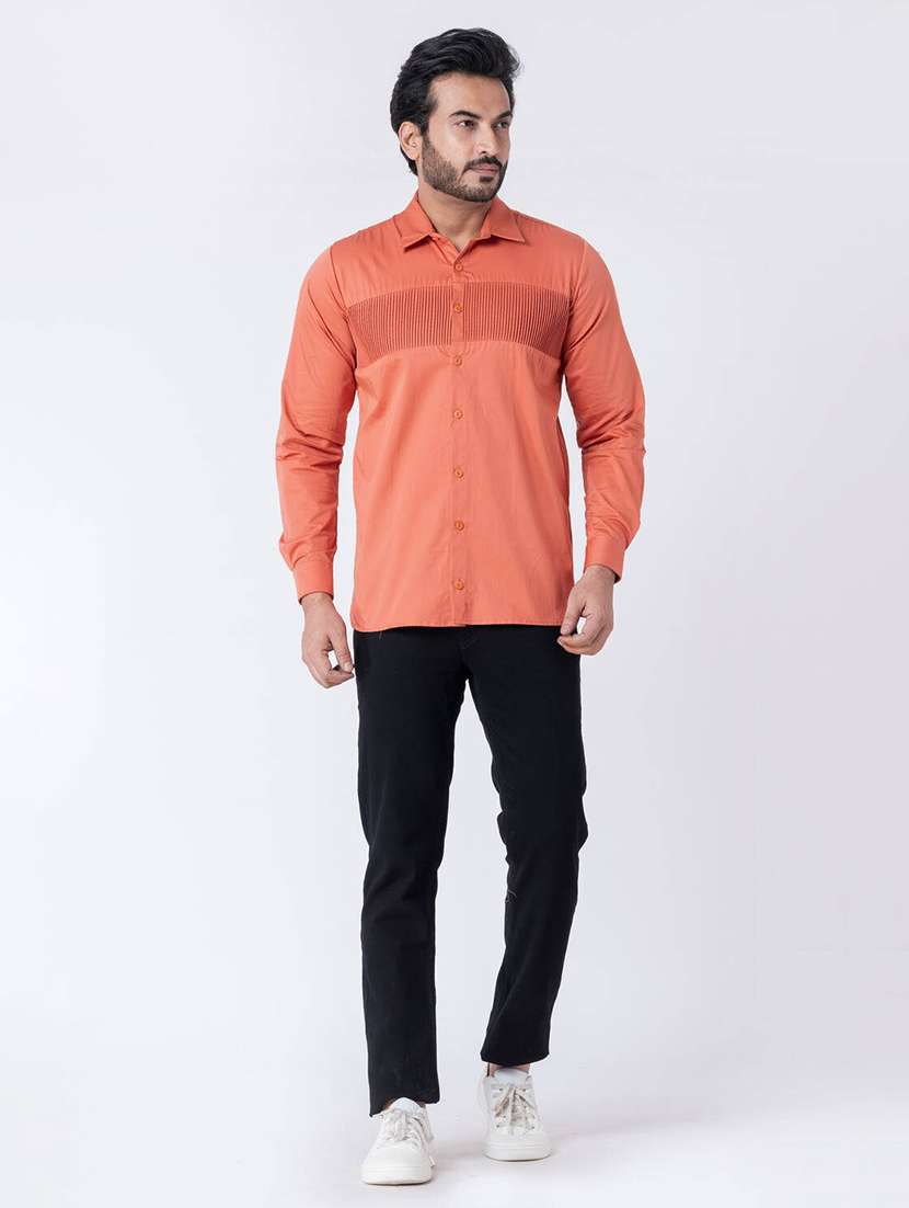 men textured long sleeve regular fit casual shirt - 22006407 -  Standard Image - 3