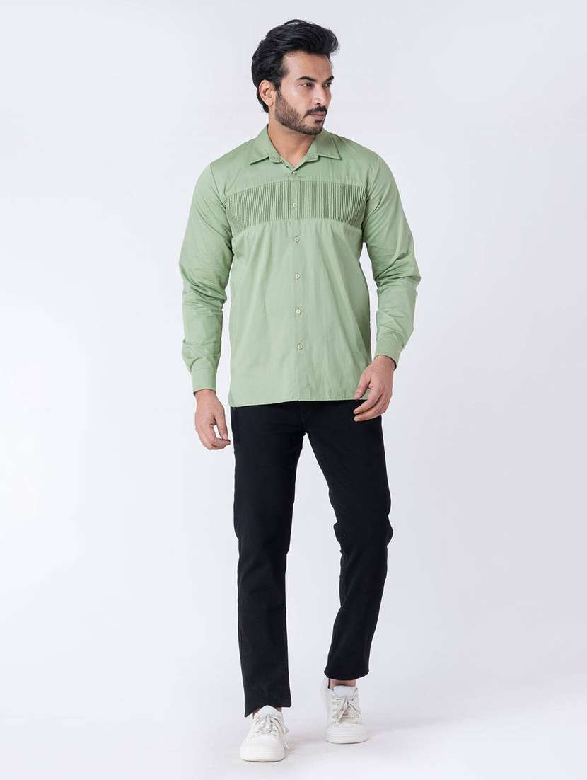 men textured long sleeve regular fit casual shirt - 22006408 -  Standard Image - 3