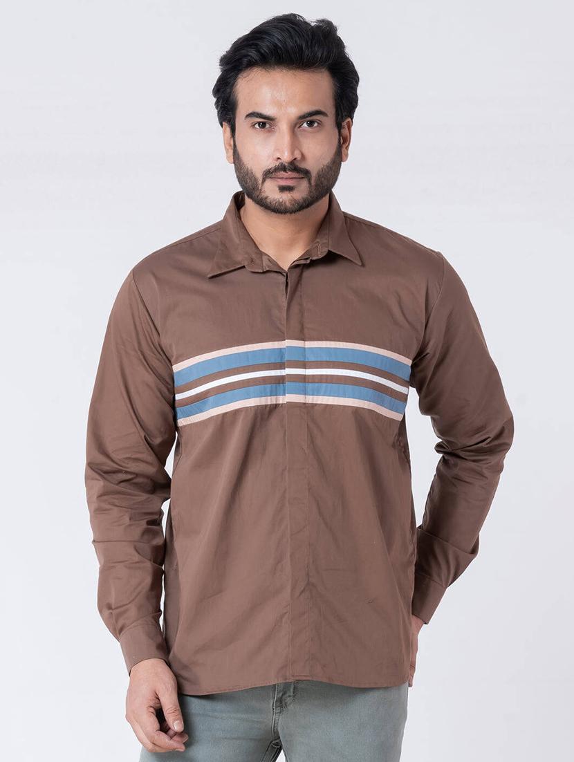 men striped long sleeve regular fit casual shirt - 22006410 -  Zoom Image - 0