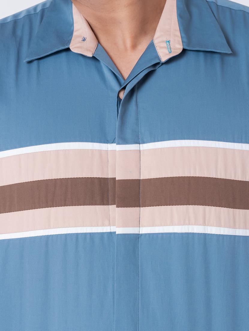 men striped long sleeve regular fit casual shirt - 22006411 - Standard Image - 3