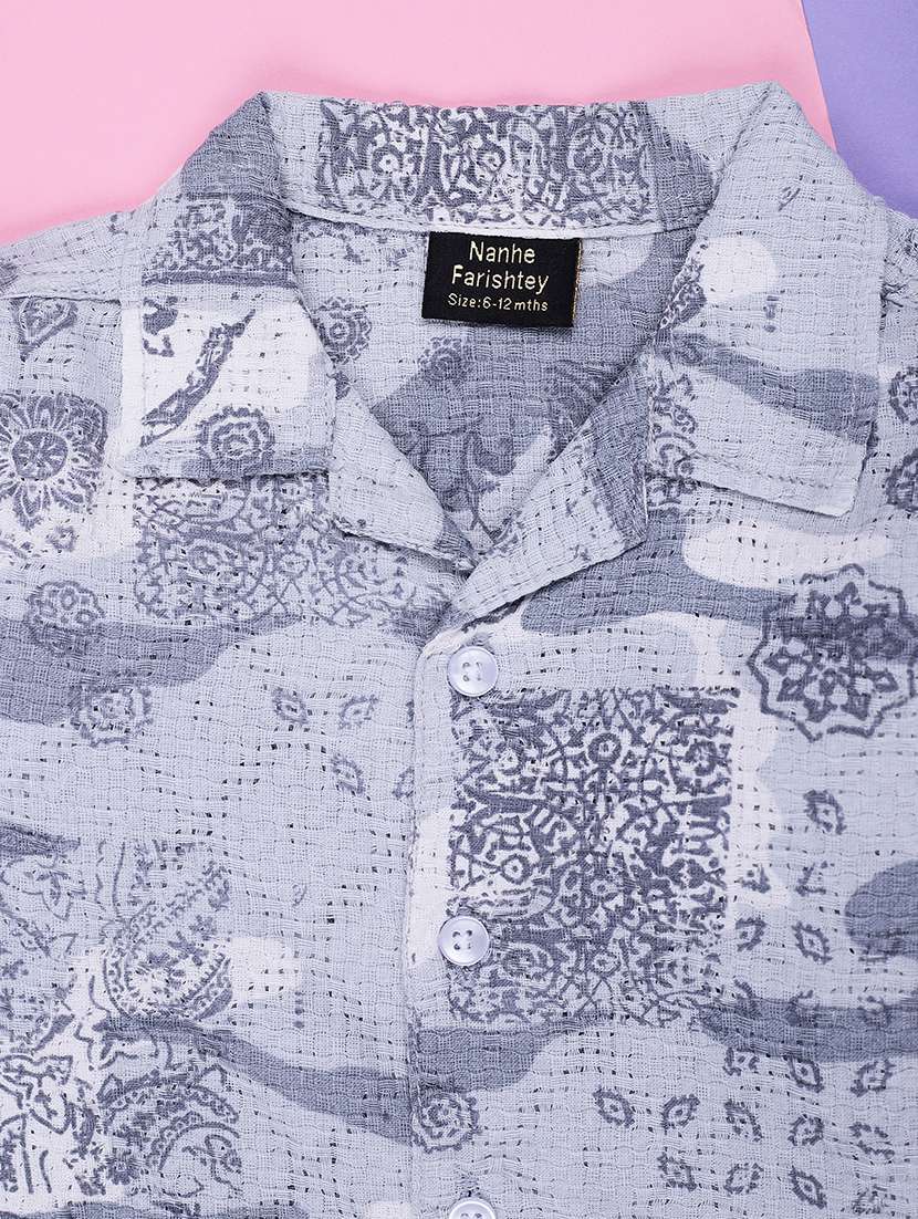 boys printed collared long sleeve shirt - 22006614 -  Standard Image - 3