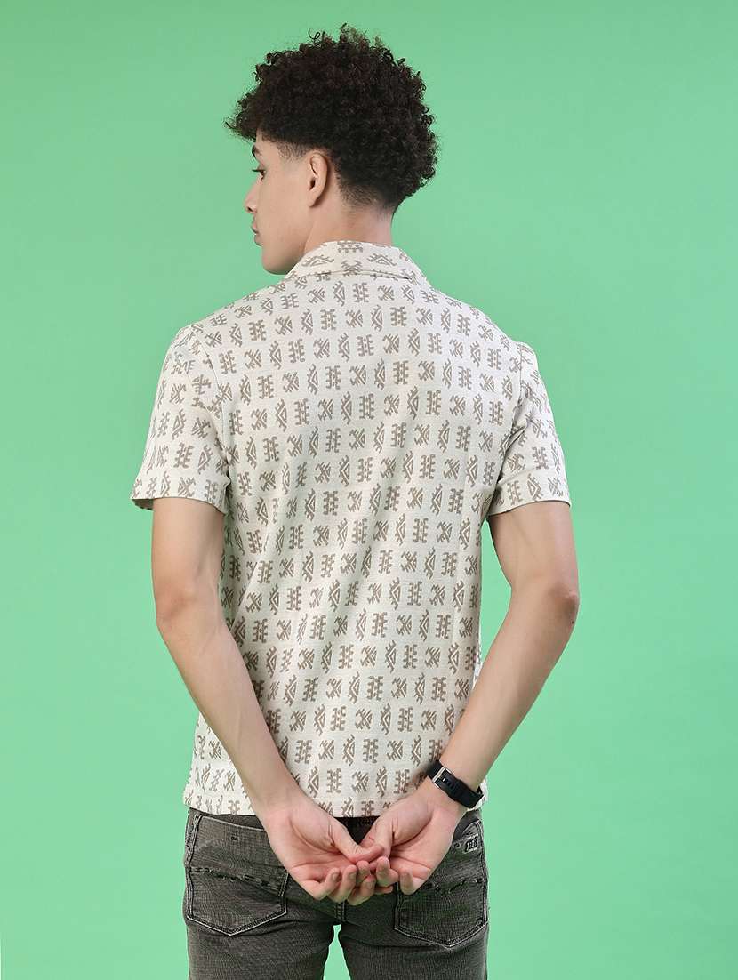 men printed cuban collar short sleeve shirt - 22006619 -  Standard Image - 3