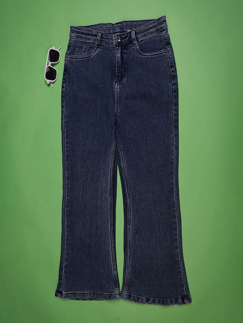 girls solid mid rise bootcut jean