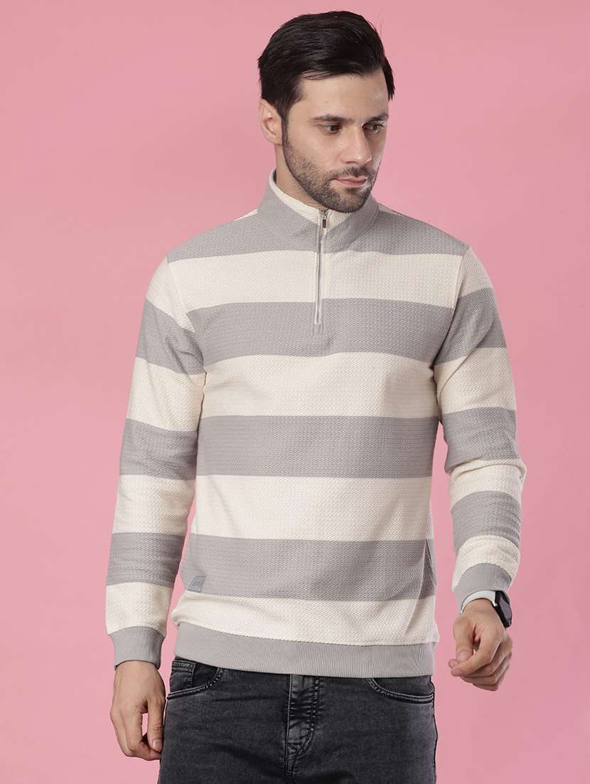 men striped long sleeve regular fit sweatshirt