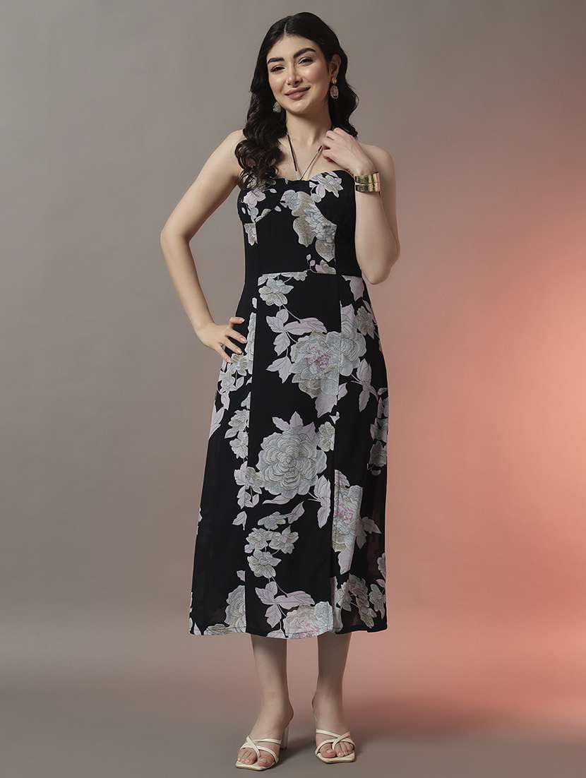 women floral printed halter neck a-line dress - 22006872 - Standard Image - 3